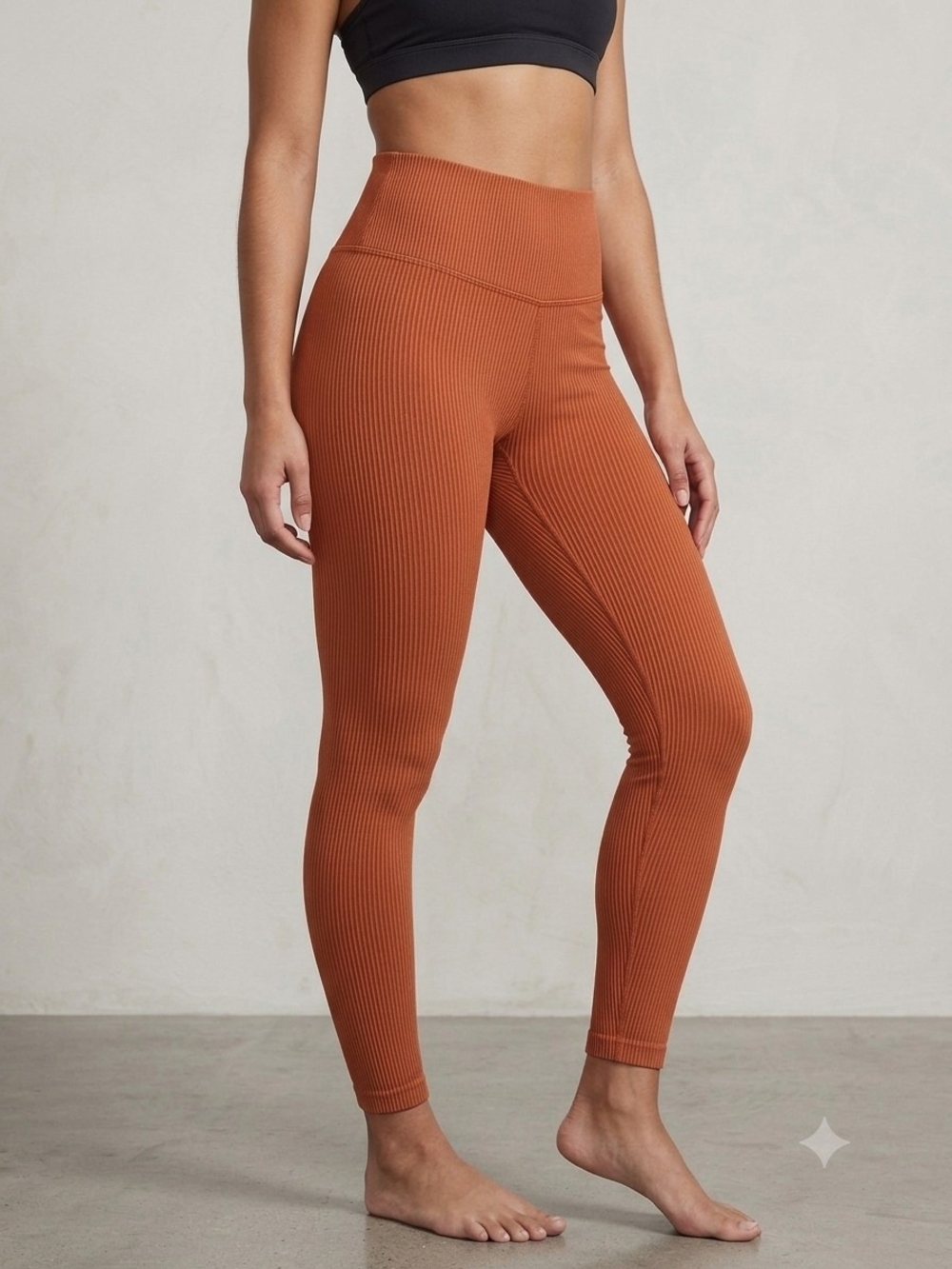 aerie Ribbed High-Waist Rust Orange Leggings Size Med